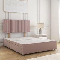 BSSPOKE Sienna Divan Bed Plush Velvet 24 Headboard & No Mattress No Drawers in Pink | Size: Single