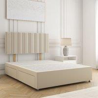 BSSPOKE Sienna Divan Bed Plush 24 Headboard & 2Drawers Same Side No Mattress in Cream | Size: Double