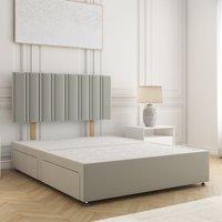 BSSPOKE Sienna Divan Bed Plush 24 Headboard & 2Drawers Same Side No Mattress in Silver | Size: Super King