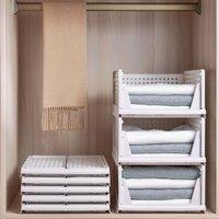 Living and Home 8 Pack Folding Stackable Wardrobe Storage Boxes Drawers Organizers in White