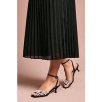 Coast Women's Kansas Satin Pearl Detail Kitten Heel Sandals in Black | Size: 4