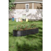 Oval-Shaped Metal Flower Raised Garden Bed