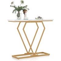 Costway Modern Console Table Faux Marble Narrow Entryway Hallway Table Accent Desk 100cm in White