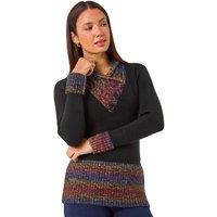 Roman Women's Colour Block Overlap V-Neck Jumper in Red | Size: 12