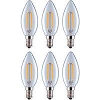 Eurolec C35 Candle E14 250 Clear Straight Filament Dimmable Light Bulb Pack | Size: Pack of 6