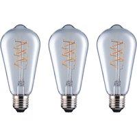 Eurolec ST64 Squirrel Cage E27 LED Straight Filament Dimmable Light Bulb Pack in Clear | Size: Pack of 3