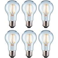 Eurolec A60 Classic Clear E27 LED Straight Filament Dimmable Light Bulb Pack | Size: Pack of 6
