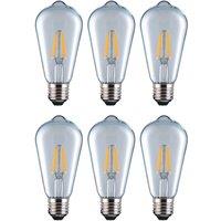 Eurolec ST64 Squirrel Cage E27 LED Straight Filament Dimmable Light Bulb Pack in Clear | Size: Pack of 6