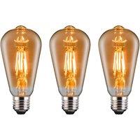 Ferretti ST64 Amber Squirrel Cage E27 LED Straight Filament Dimmable Bulb Pack in Clear | Size: Pack of 3