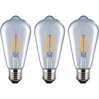 Eurolec ST64 Squirrel Cage E27 LED Straight Filament Dimmable Light Bulb Pack in Clear | Size: Pack of 3