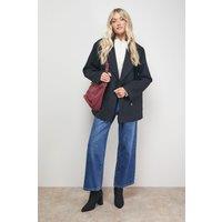 Oasis Women's Relaxed Peacoat in Black | Size: 10