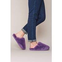 Moshulu Women's 'Maberley' Fluffy Sheepksin Mule Slippers in Purple | Size: 4