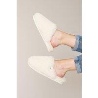 Moshulu Women's 'Maberley' Fluffy Sheepksin Mule Slippers in White | Size: 7