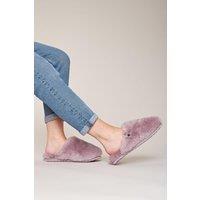Moshulu Women's 'Maberley' Fluffy Sheepksin Mule Slippers in Mauve | Size: 4