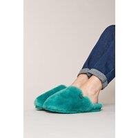 Moshulu Women's 'Maberley' Fluffy Sheepksin Mule Slippers in Jade | Size: 4