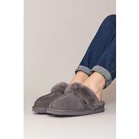 Moshulu Women's 'Tiree' Sheepskin Mule Slippers in Grey | Size: 5
