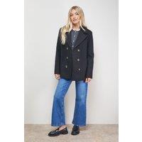 Oasis Women's Double Breasted Blazer Coat in Black | Size: 10