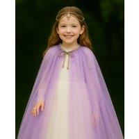 Lilly + Bo Girl's Marshmallow Cape ~ A Perfect Christmas Gift For Girls with a Pink Satin Drawstring Bag in Purple | Size: 0-4 Years