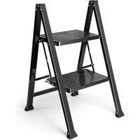VonHaus Slim 2 Step Ladder in Black
