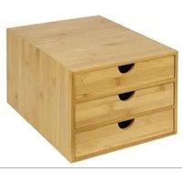 Hygrad Built to Survive Drawer Bamboo Home Office Desktop Tidy A4 Sturdy Stationary Storage Organiser 3 Tier Wood Table Drawers in Natural