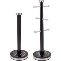 Geepas "Argyle" Mug Tree & Towel Pole Set Mug Tree & Towel Pole Set in Black