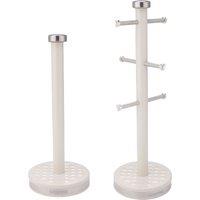 Geepas "Argyle" Mug Tree & Towel Pole Set Mug Tree & Towel Pole Set in Cream