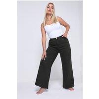 Yours Women's Wide Leg Slouchy Jeans in Black | Size: 18
