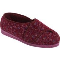 Comfylux Women's Helen Floral Superwide Slippers in Wine | Size: 6