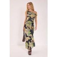 NastyGal Women's Floral Mesh One Shoulder Maxi Dress in Black | Size: 6