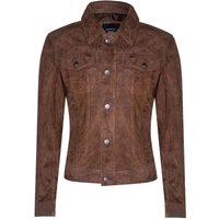 Infinity Leather Men's Goat Suede Leather Jeans Jacket-Adelaide in Tan | Size: 5XL