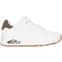 Skechers Women's Uno - Leopard Mustache Durabuck Lace Up Fashion Sneaker White /Leopard | Size: 5