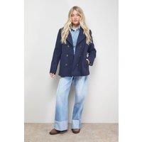 Oasis Women's Double Breasted Blazer Coat in Navy | Size: 16