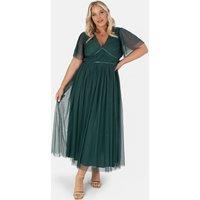 Anaya with Love Women's Ribbon Detail Midi Dress in Emerald | Size: 12