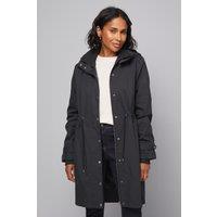 Wallis Women's Knitted Collar Waist Detail Lightweight Coat in Black | Size: 14