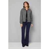 Wallis Women's Check Zip Through Bomber Jacket in Grey | Size: 16