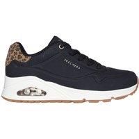Skechers Women's Uno - Leopard Mustache Durabuck Lace Up Fashion Sneaker Black /Leopard | Size: 4