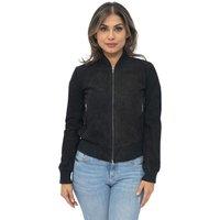 Infinity Leather Women's MA-1 Suede Bomber Jacket-Arnhem in Black | Size: 16