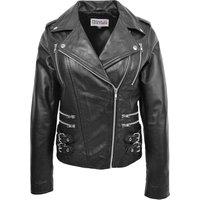 House of Leather Women's Womens Real Leather Biker jacket Cross Zip Style Cara Black 12 | Size: 14