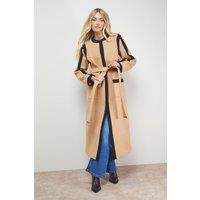 Oasis Women's Tipped Coat in Camel | Size: 14