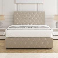 BSSPOKE Mulberry Divan Bed Plush 24Headboard & Footboard Mattress No Drawers in Cream | Size: Single