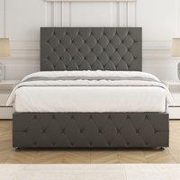 BSSPOKE Mulberry Divan Bed Plush 24Headboard & Footboard Mattress No Drawers in Grey | Size: Single
