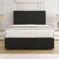 BSSPOKE Mulberry Divan Bed Plush 24Headboard & Footboard Mattress No Drawers in Black | Size: Single