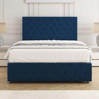 BSSPOKE Mulberry Divan Bed Plush 24Headboard & Footboard Mattress No Drawers in Blue | Size: Single