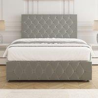 BSSPOKE Mulberry Divan Bed Plush 24Headboard & Footboard Mattress No Drawers in Silver | Size: King
