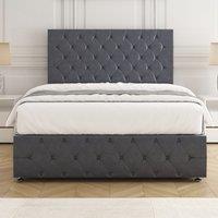 BSSPOKE Mulberry Divan Bed Plush 24Headboard & Footboard Mattress No Drawers in Charcoal | Size: Single