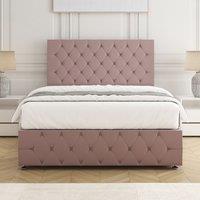 BSSPOKE Mulberry Divan Bed Plush 24Headboard & Footboard Mattress No Drawers in Pink | Size: Super King