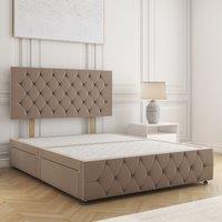 BSSPOKE Mulberry Plush Velvet Divan Bed 24Headboard & No Mattress No Drawers in Bronze | Size: King