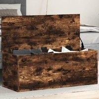 Berkfield Home Storage Box Smoked Oak 90x35x35 cm Engineered Wood in Brown | Size: 90 x 35 x 35 cm