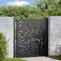 Berkfield Home Garden Gate Black 105x106 cm Steel Flame Design
