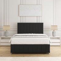 BSSPOKE Sierra Plush Velvet Divan Bed Set 24Headboard & Mattress & No Drawers in Black | Size: Single